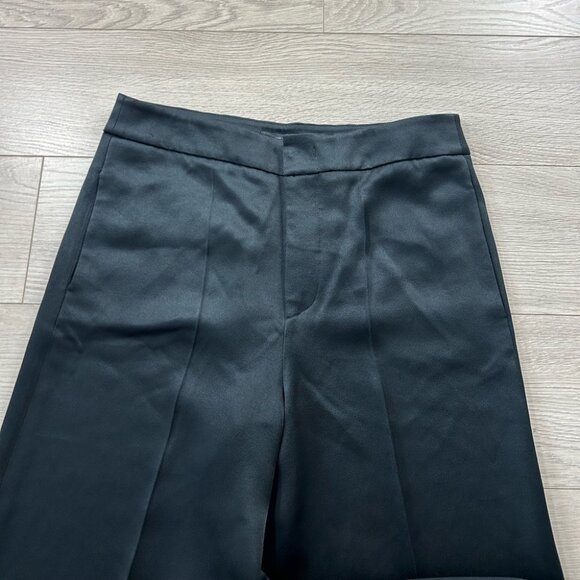 ETRO 2022 Satin Flared Black Wide-Leg Black Viscose Elegant Trouser Pants - Picture 5 of 15